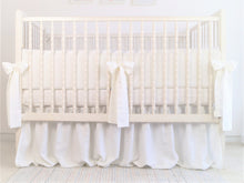 White Linen Crib Bedding Set
