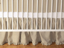Linen Crib Skirt - natural  with ruffle