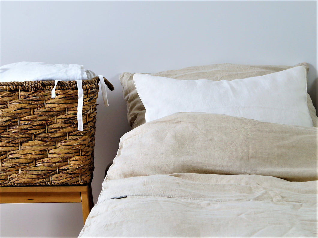 Natural  Linen Duvet Cover - tie closure