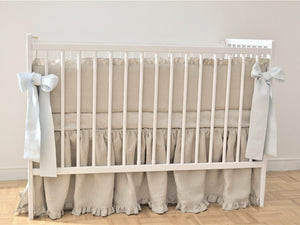 Linen Crib Skirt - natural  with ruffle