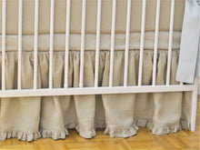 Linen Crib Skirt - natural  with ruffle
