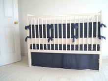 Linen Crib Bedding Set  - Navy blue crib bedding - Moods The Linen Store