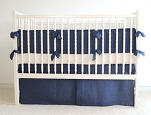 Linen Crib Bedding Set  - Navy blue crib bedding - Moods The Linen Store