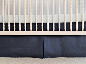 Linen Crib Bedding Set  - Navy blue boy crib bedding - Moods The Linen Store