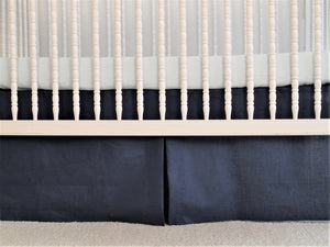 Crib Skirt - gender neutral crib bedding, navy blue - Moods The Linen Store