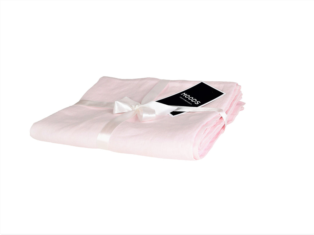 Linen fitted sheet - light pink