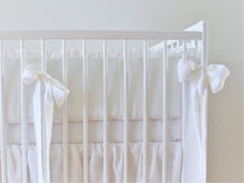 White  Linen Crib Bedding Set -  With Ruffles