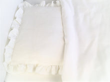 Linen Baby Bedding - white bedding with ruffle