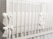 White  Linen Crib Bedding Set